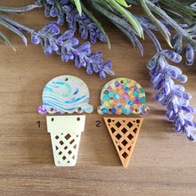 Load image into Gallery viewer, Patterned Acrylic Ice Cream Cones 2 Piece Drops
