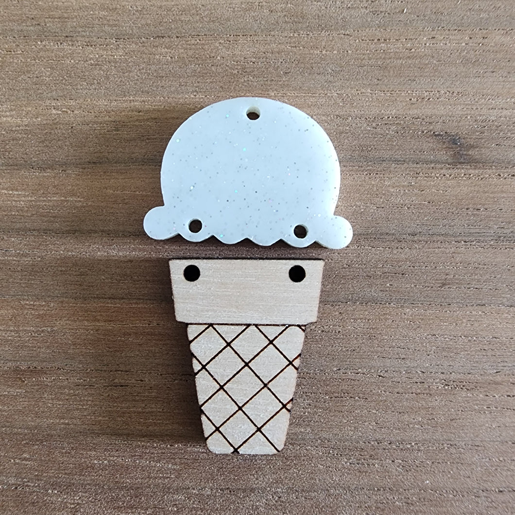 Ice Cream Cones Acrylic & Wood 2 Piece Drops