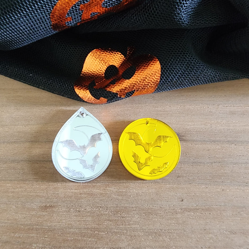 Halloween Bats & Moon Mirror Acrylic Drops