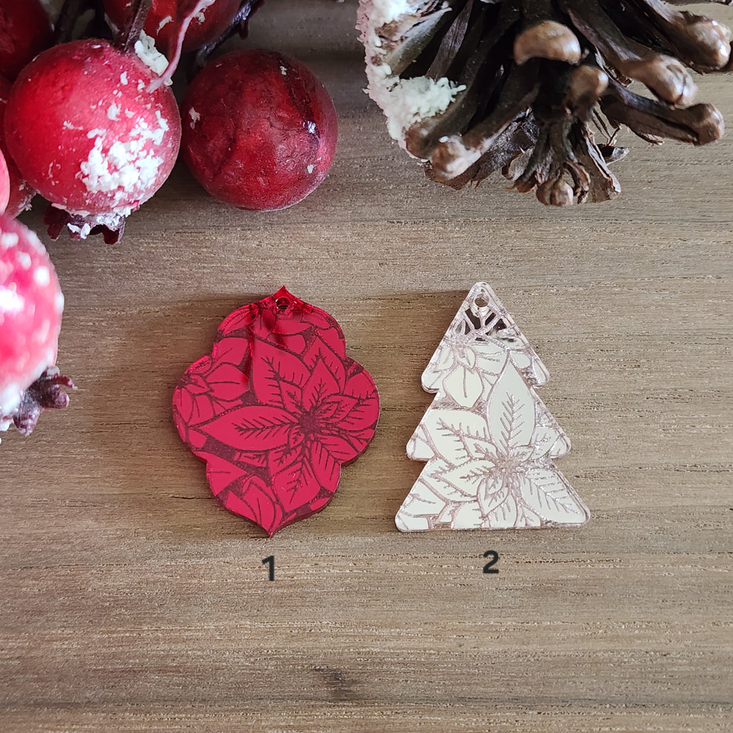 Christmas Poinsettia Collage Mirror Acrylic Drops