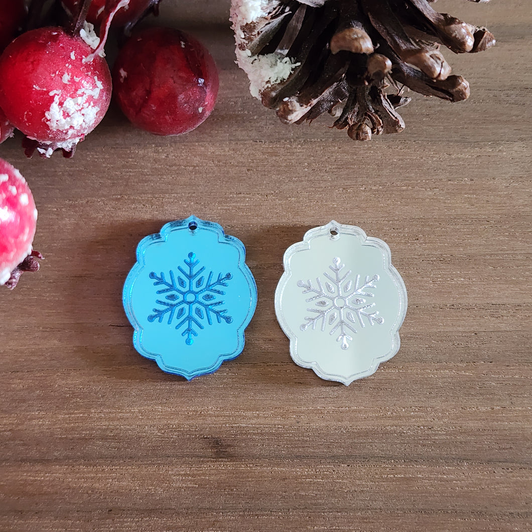 Christmas Snowflake Tile Bordered Mirror Acrylic Drop