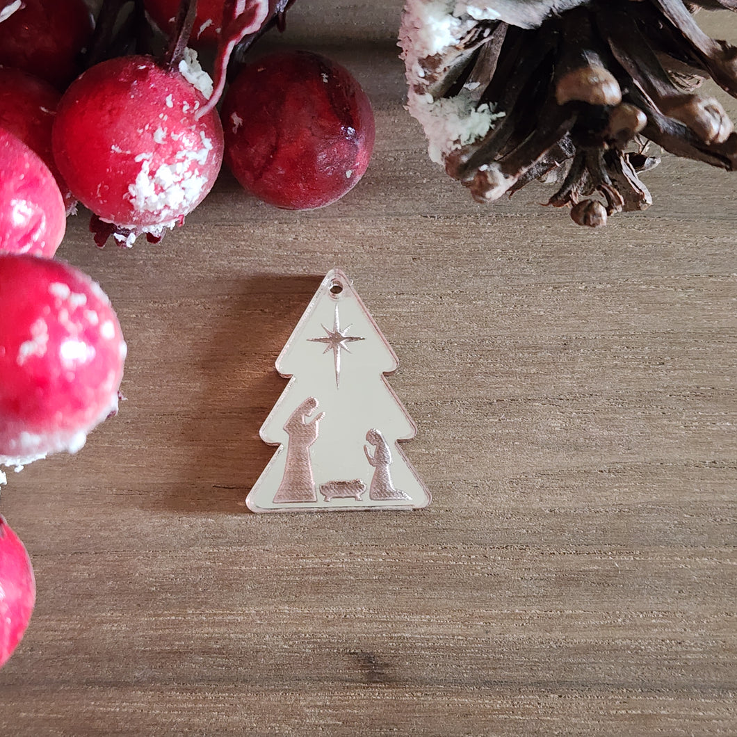 Christmas Nativity Tree Mirror Acrylic Drop