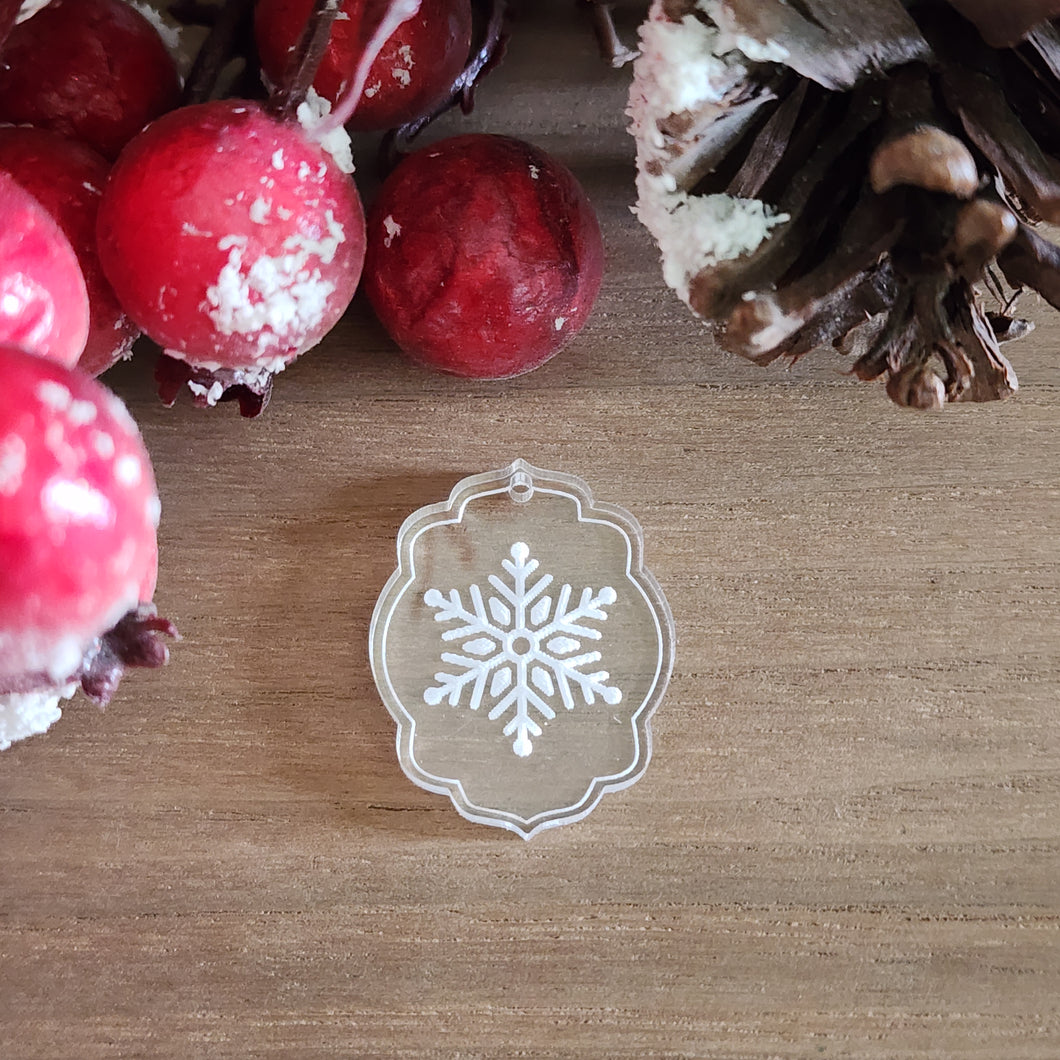 Christmas Snowflake Tile Bordered Acrylic Drop