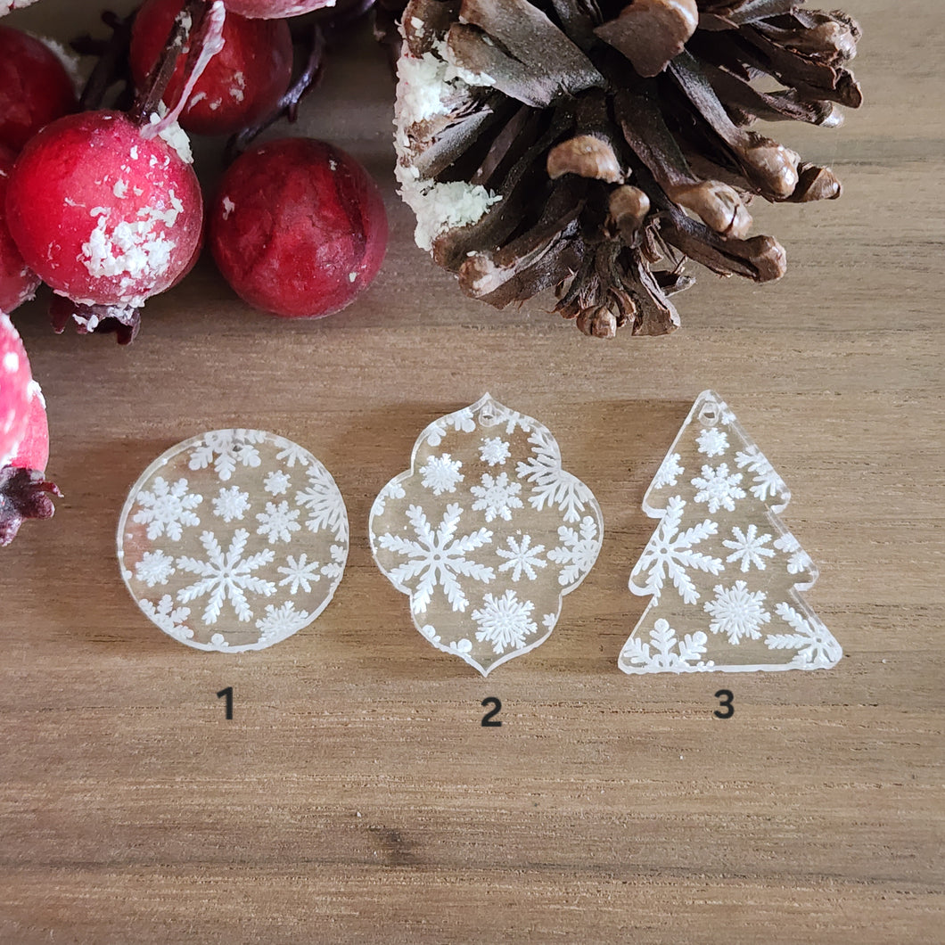 Christmas Fancy Snowflake Collage Acrylic Drops