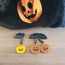 Load image into Gallery viewer, Halloween Jack o&#39; Lantern Cherries Acrylic 2 Piece Drops
