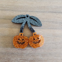 Load image into Gallery viewer, Halloween Jack o&#39; Lantern Cherries Acrylic 2 Piece Drops
