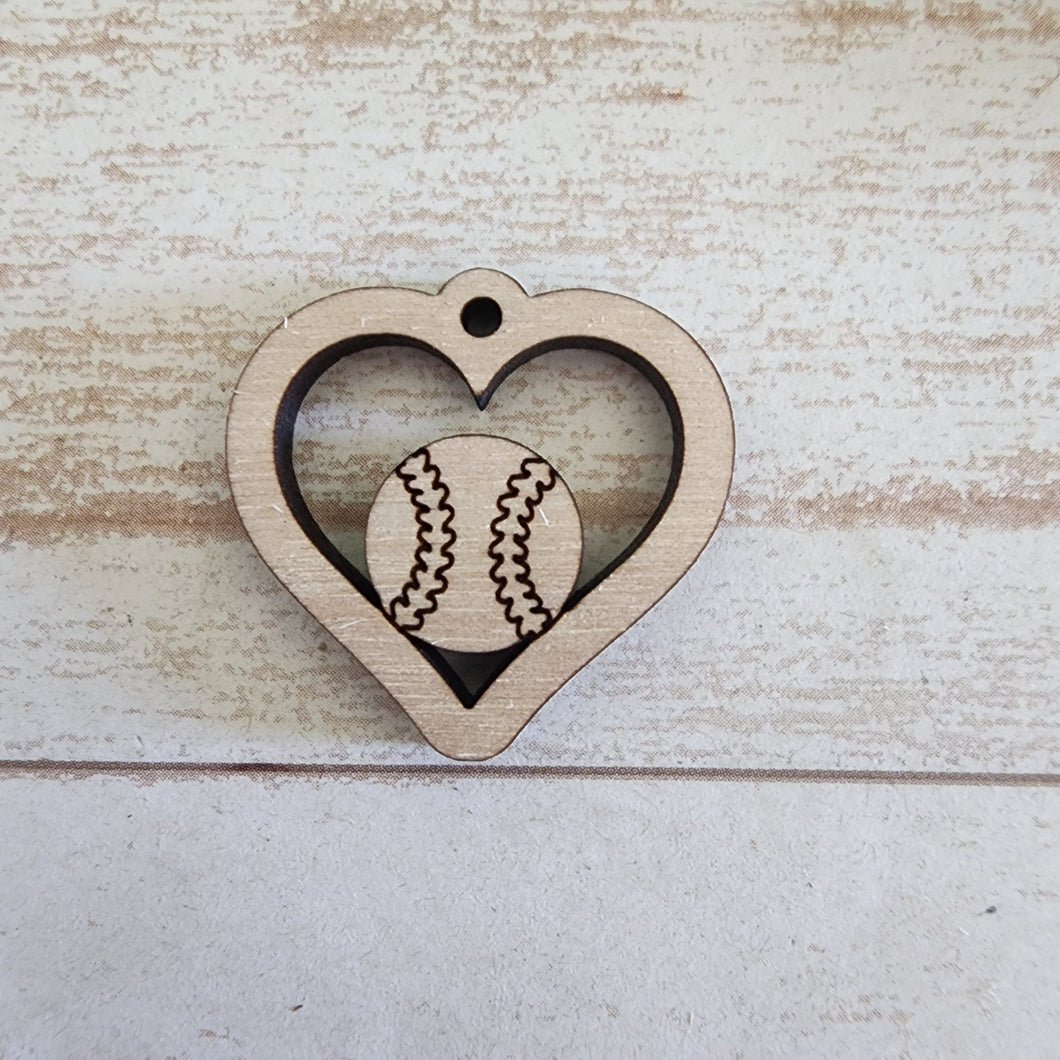 Sports Ball Cutout Heart Drops (Center Hole)
