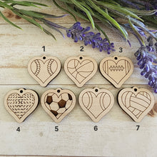 Load image into Gallery viewer, Sports Ball Bordered Heart Drops (Center Hole)
