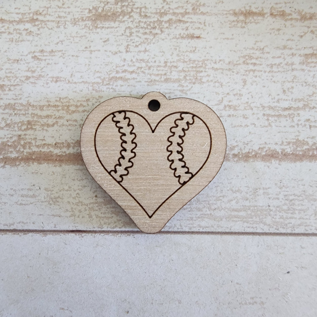 Sports Ball Bordered Heart Drops (Center Hole)