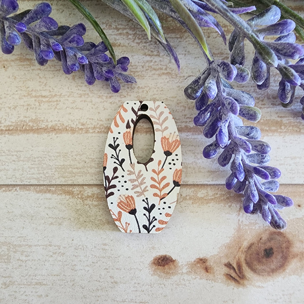 Patterned Wood Flattened Cutout Oval Drop