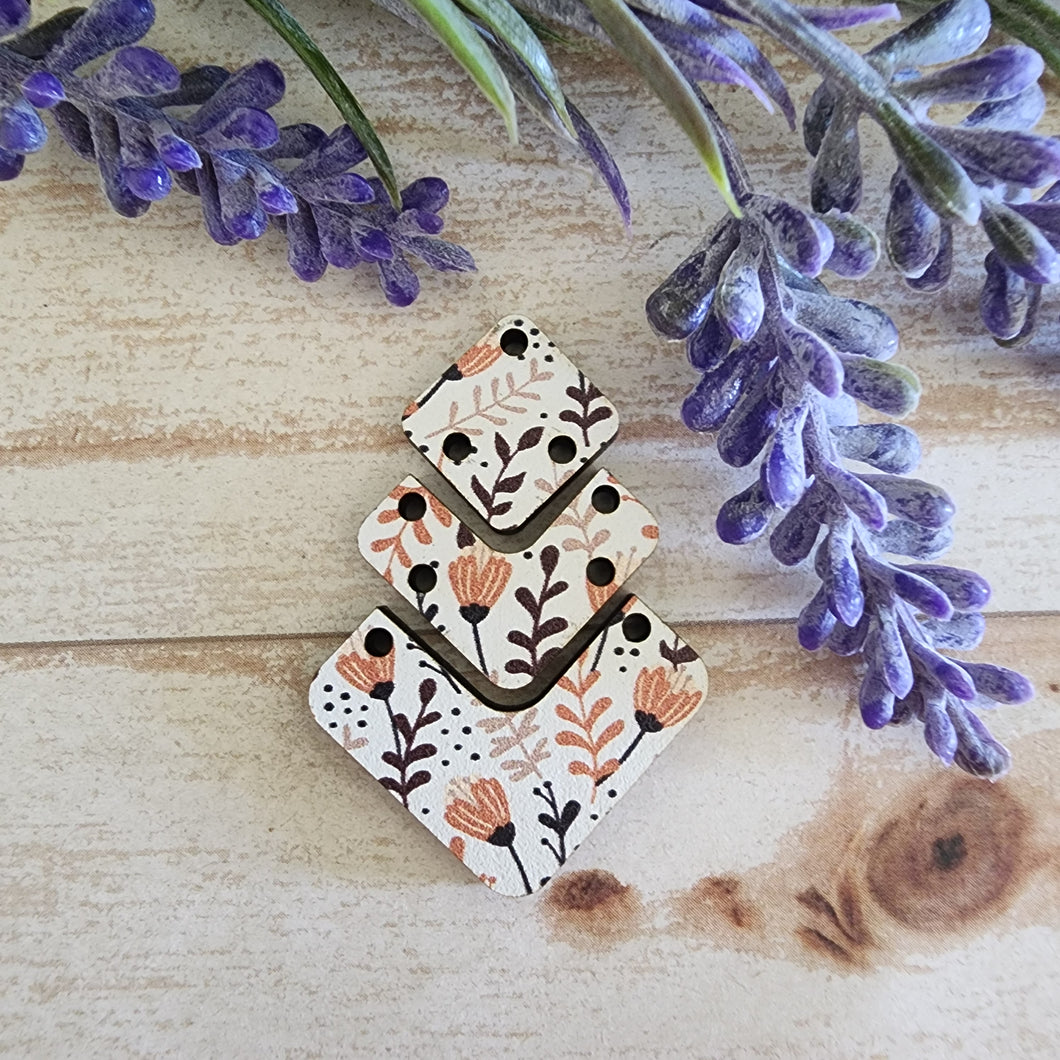 Patterned Wood Triple Tier Square Drop