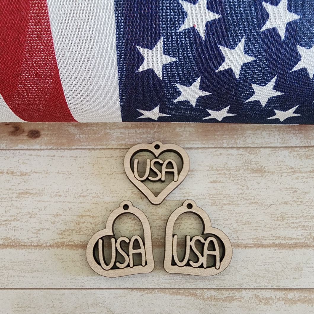 Patriotic USA Cutout Heart Drops