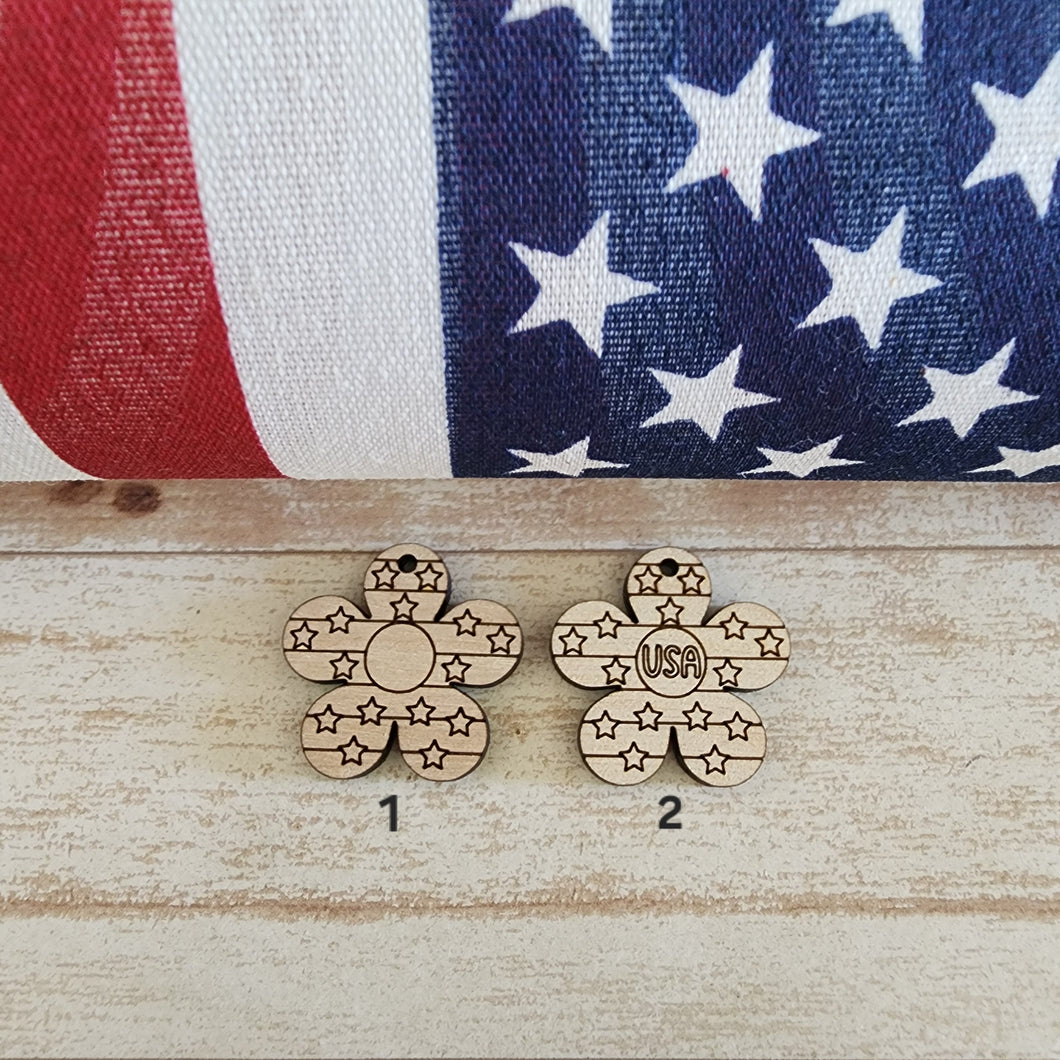Patriotic Stars & Stripes 5 Petal Flower Drops