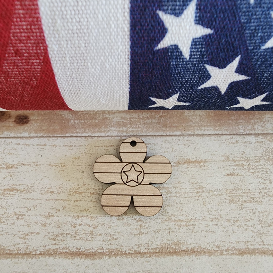 Patriotic Striped 5 Petal Flower with Star Drop