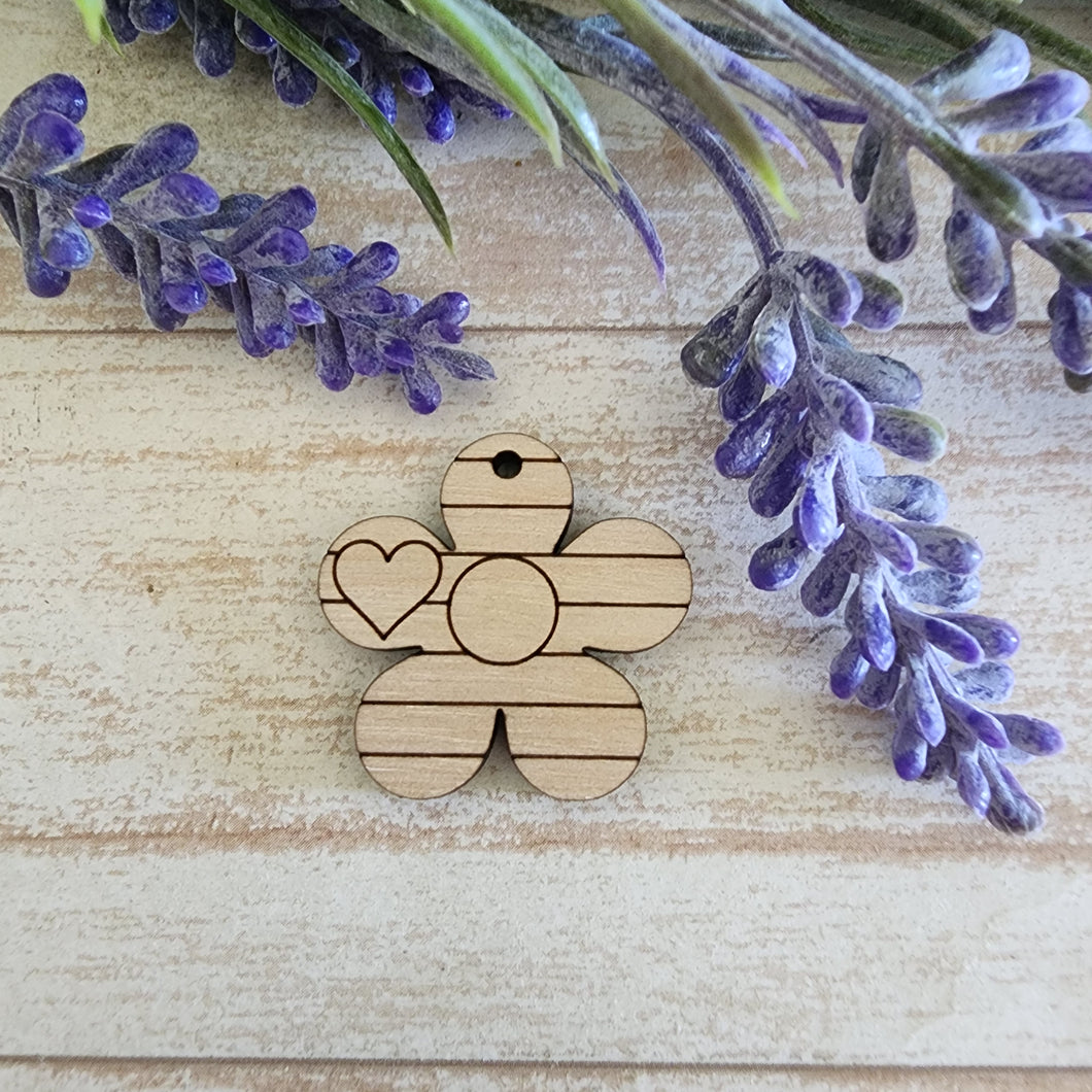 Striped 5 Petal Flower with Heart Drop