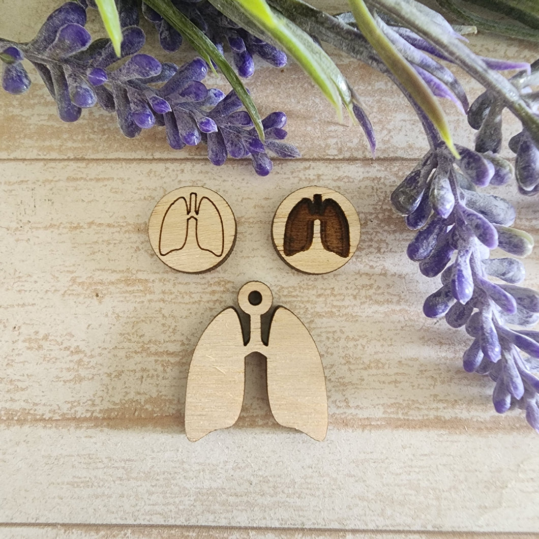Simple Lungs Studs & Drop