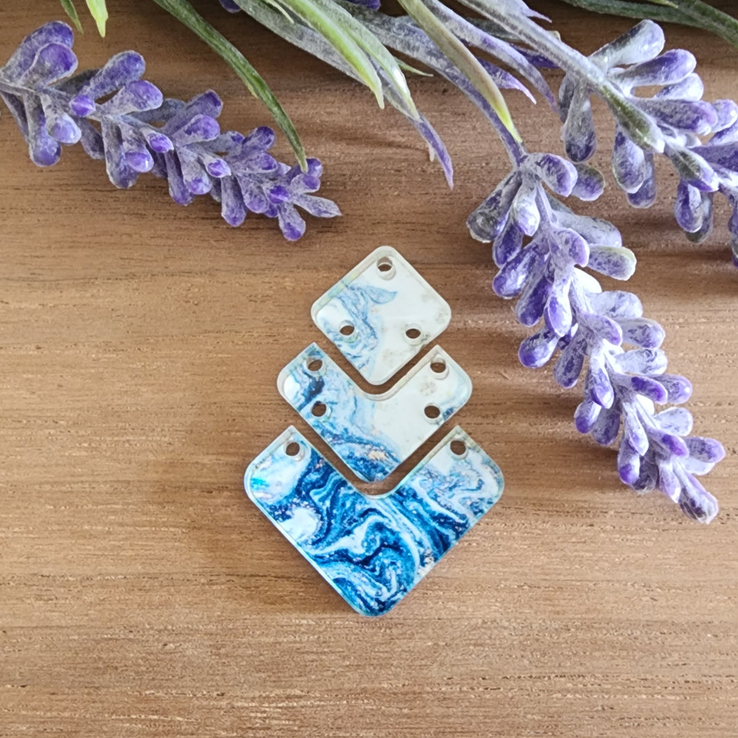 Patterned Acrylic Triple Tier Square Drop
