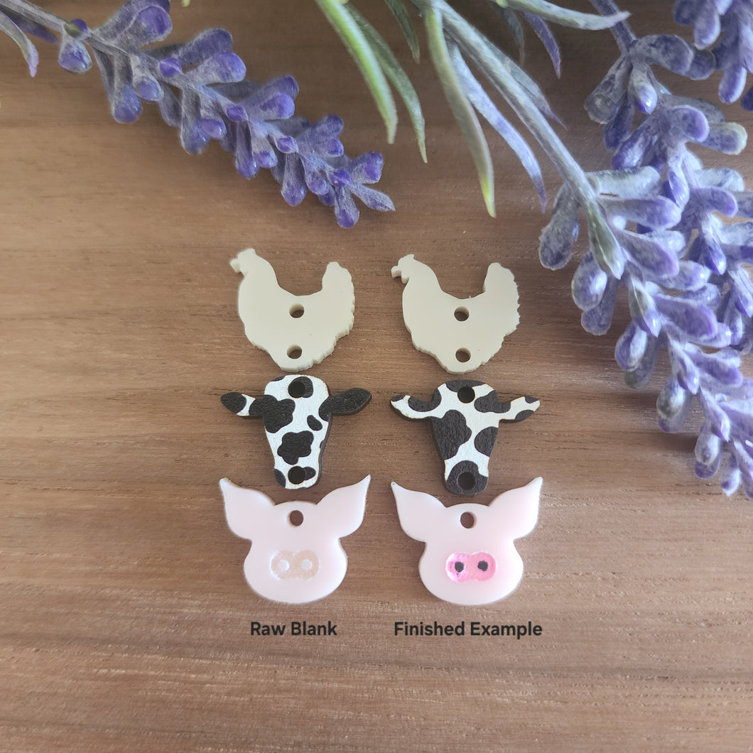 Farm Animal Triple Acrylic & Patterned Wood Drop
