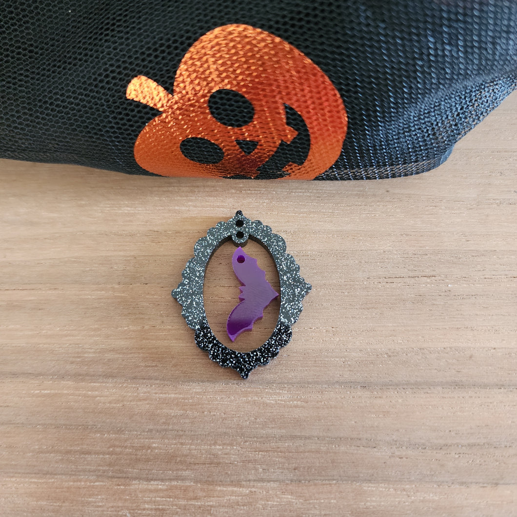 Halloween Vintage Frame with Bat Acrylic Drop - PLEASE READ ITEM DESCRIPTION FOR COLOR SELECTIONS