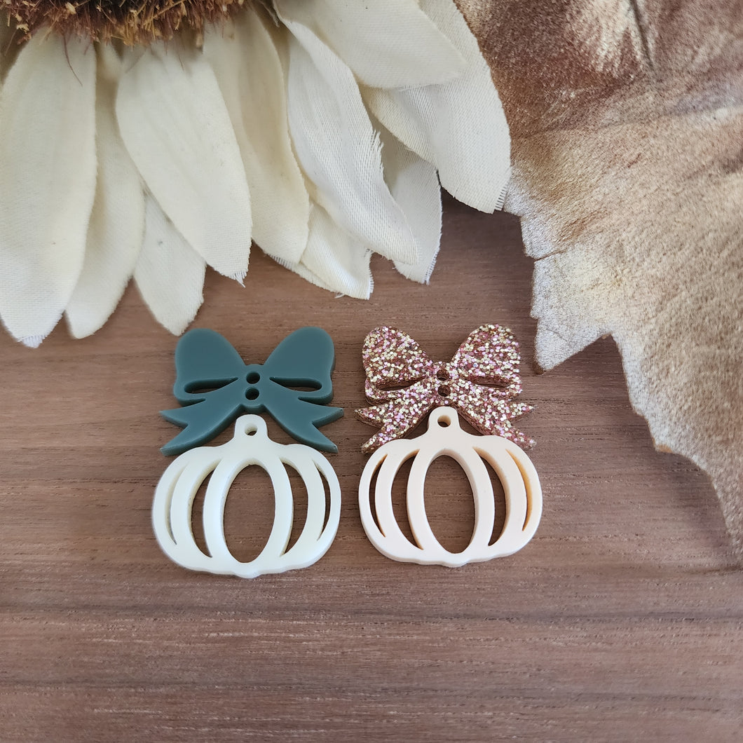 Fall Pumpkin & Bow Acrylic 2 Piece Drops