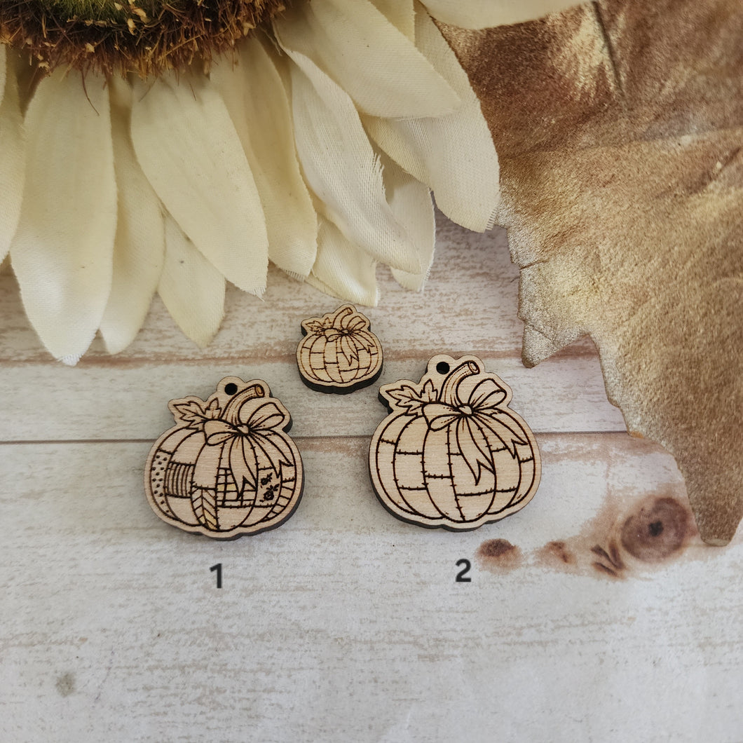 Fall Patchwork Quilt Pumpkins Stud & Drops