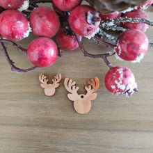 Load image into Gallery viewer, Christmas Acrylic Reindeer Head with Antlers Drop &amp; Stud
