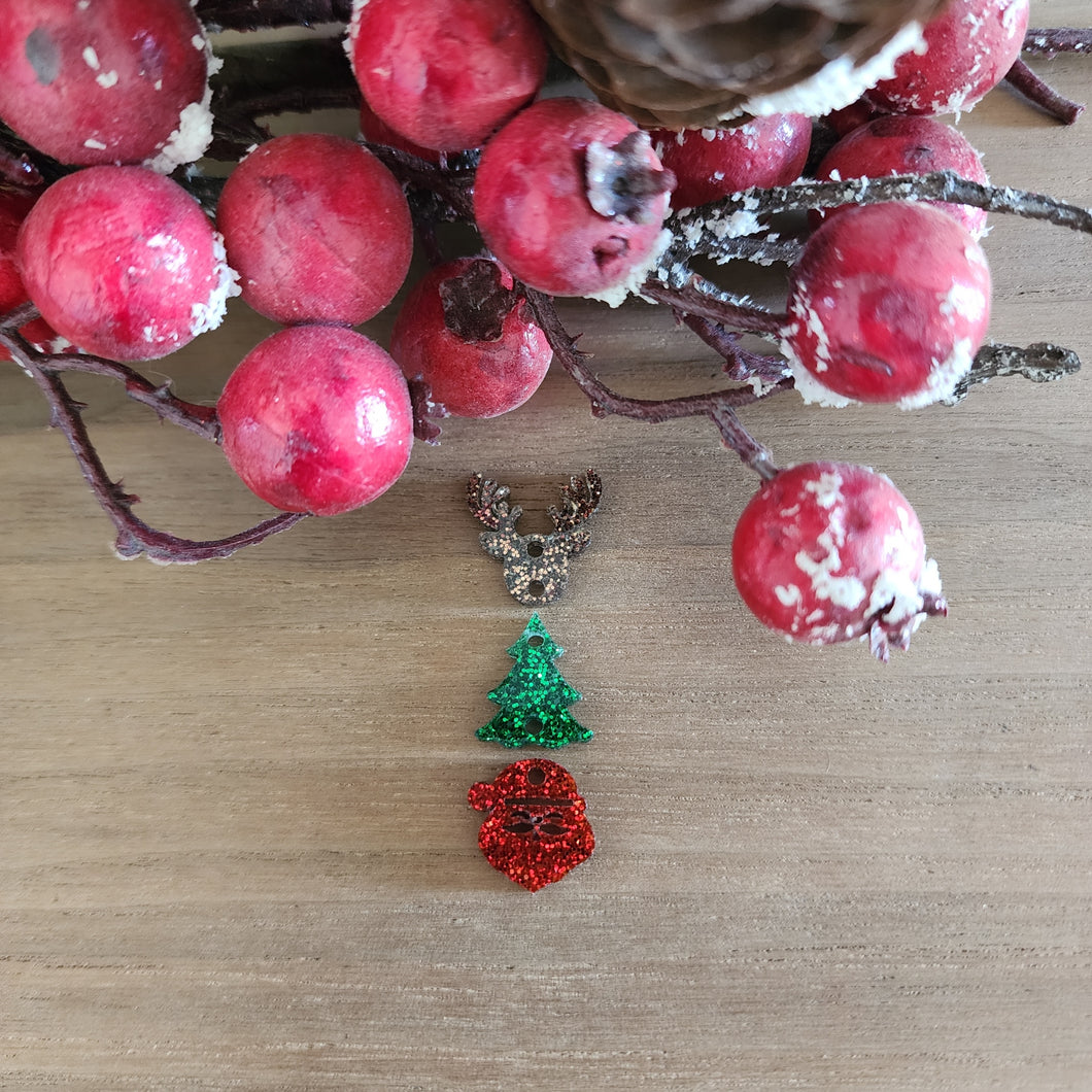 Christmas Acrylic Triple Reindeer Head, Tree, & Santa Head Drops