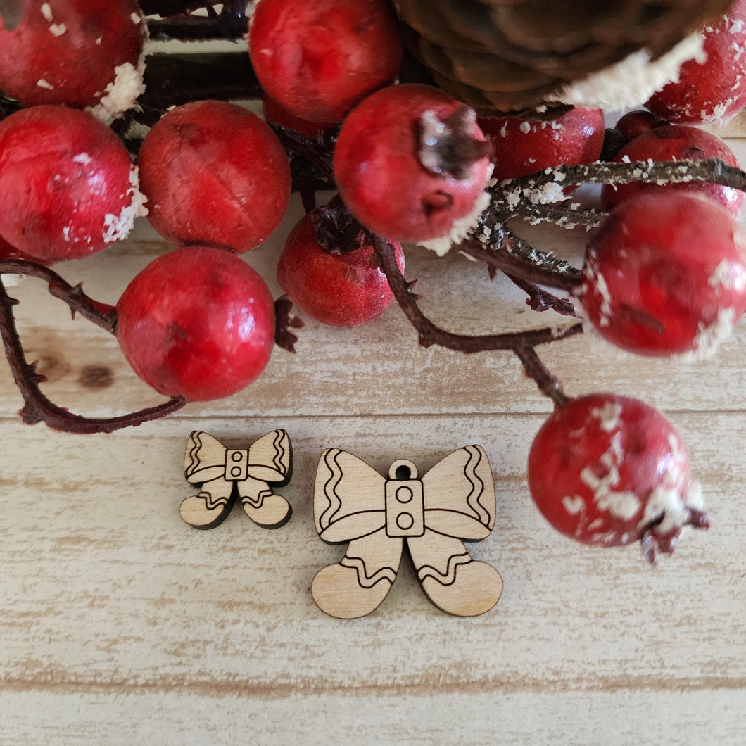Christmas Gingerbread Man Bow Stud & Drop