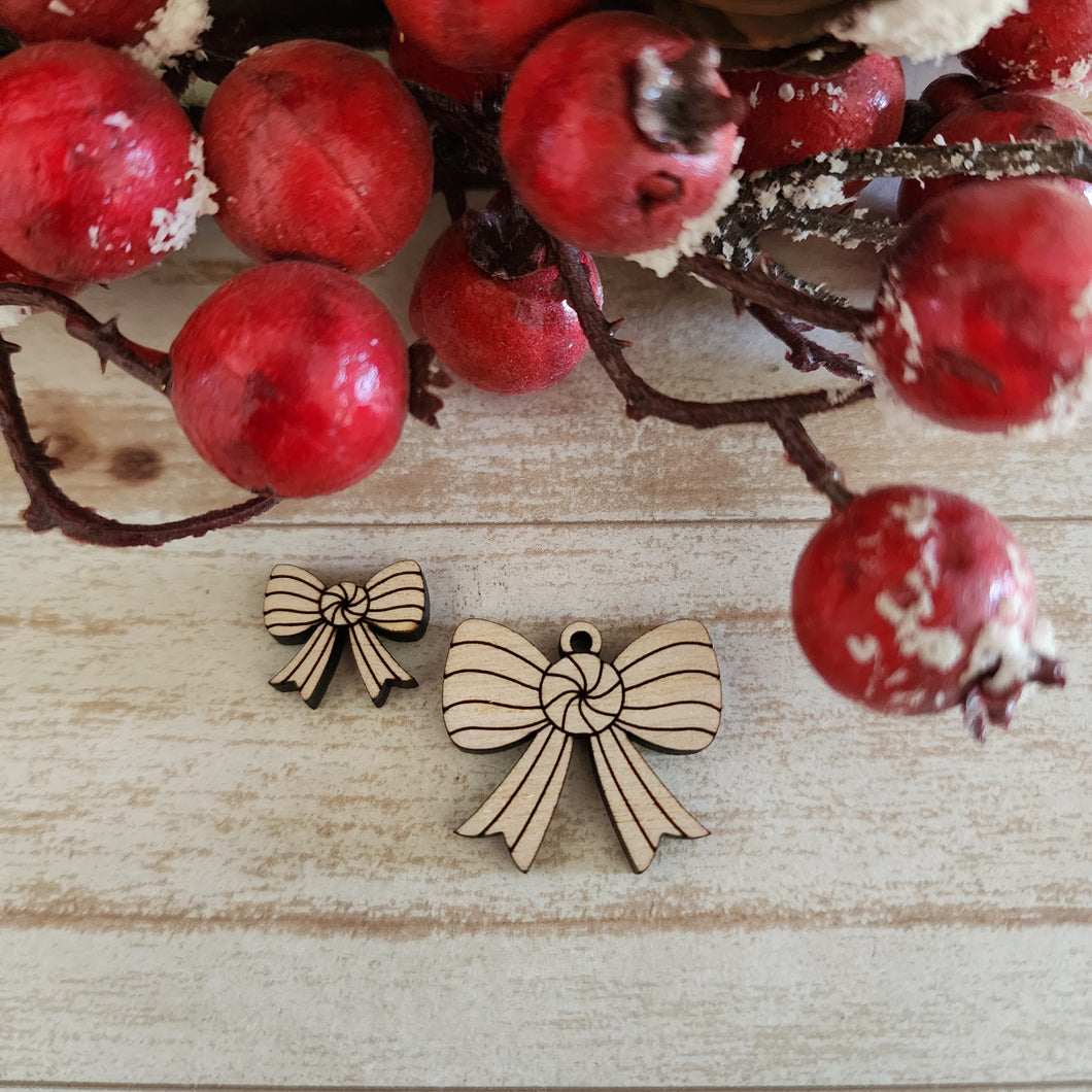 Christmas Peppermint Bow Stud & Drop