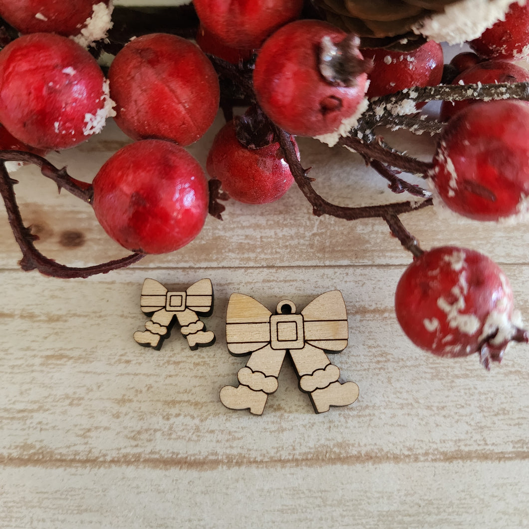 Christmas Santa with Boots Bow Stud & Drop