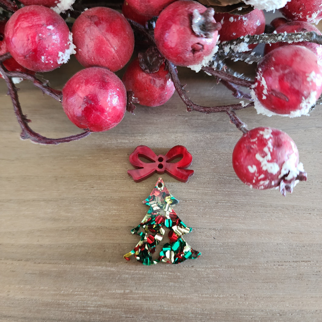 Christmas Acrylic Simple Tree & Bow Drop
