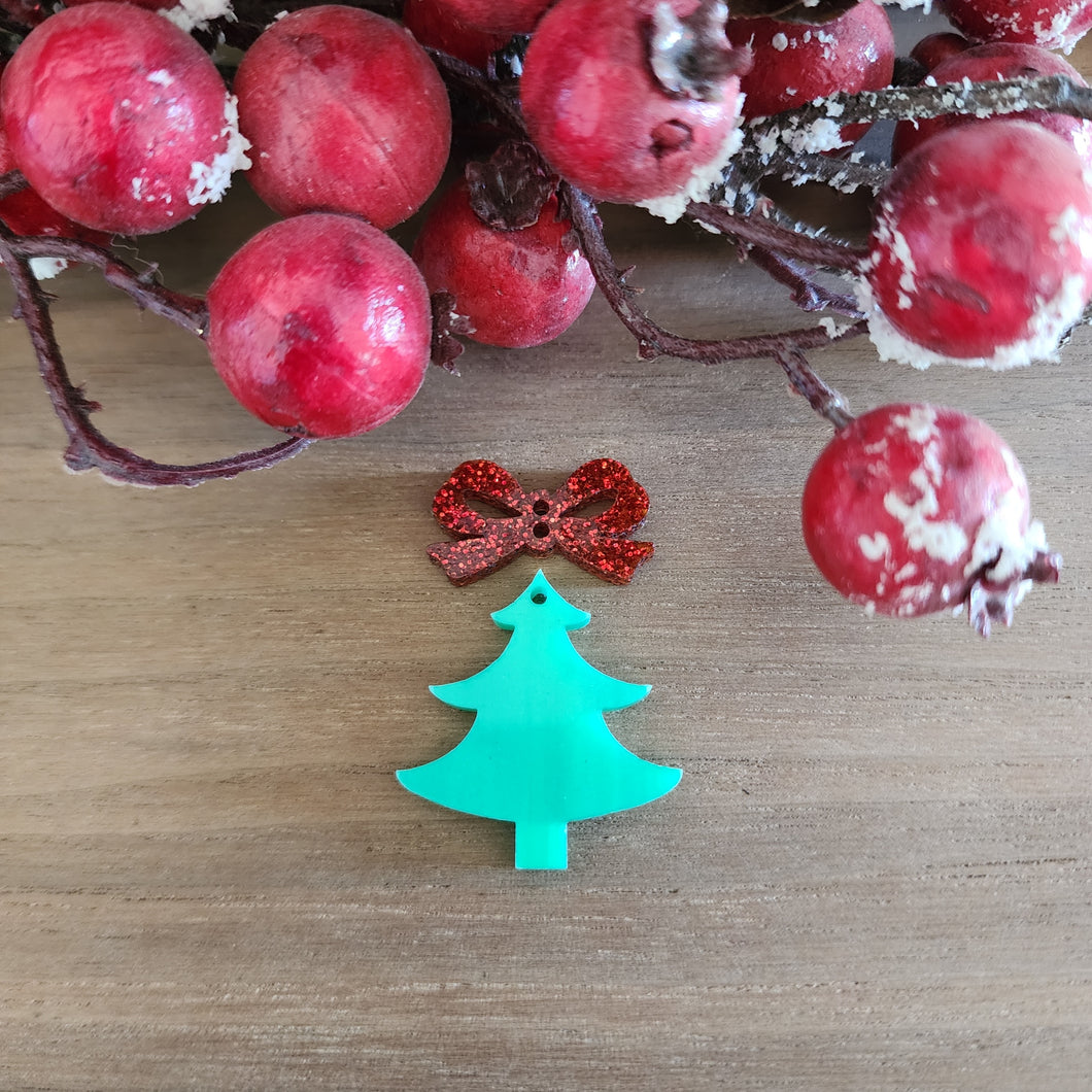 Christmas Acrylic Classic Tree & Bow Drop