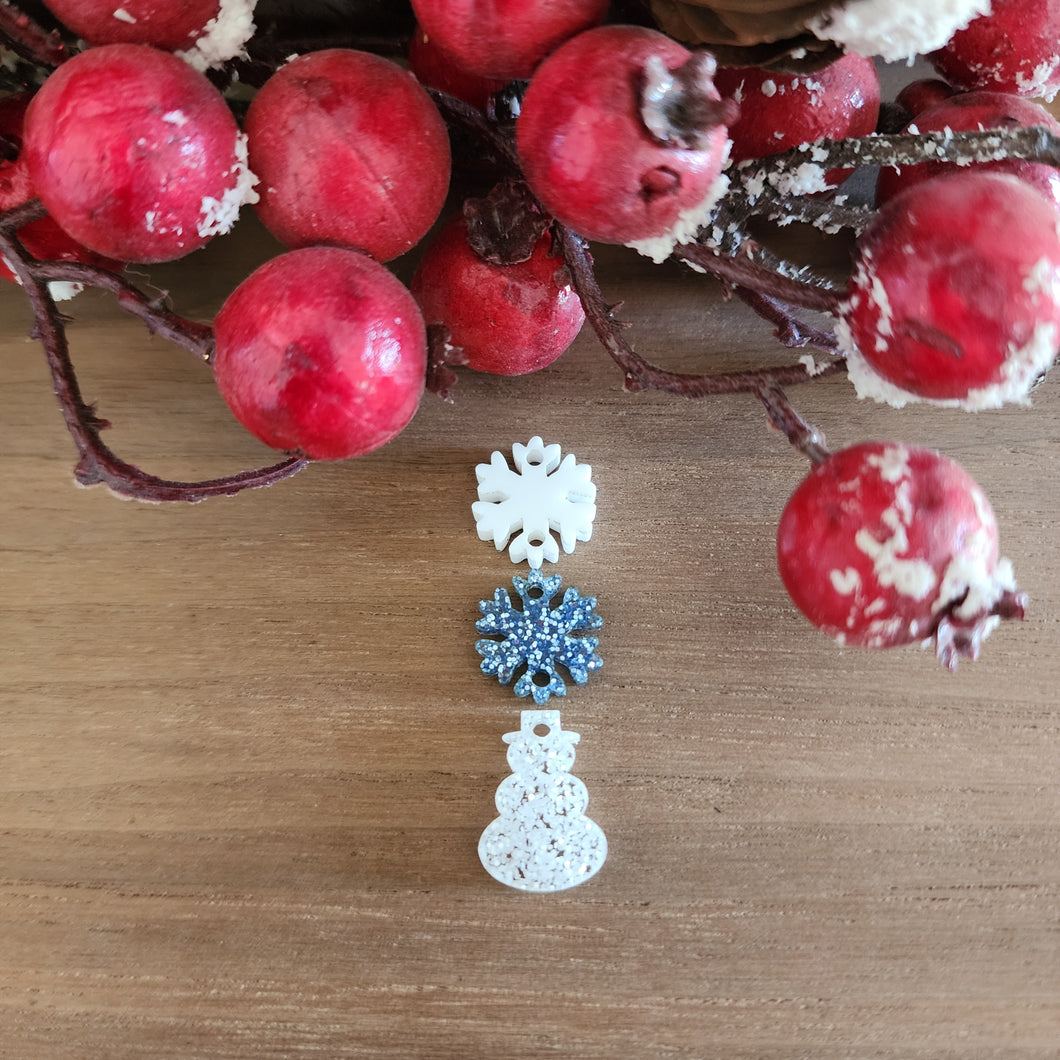 Christmas Acrylic Triple Snowflake, Snowflake, & Snowman Drops