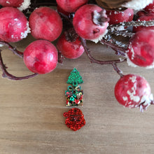 Load image into Gallery viewer, Christmas Acrylic Triple Tree, Present, &amp; Santa Head Drops
