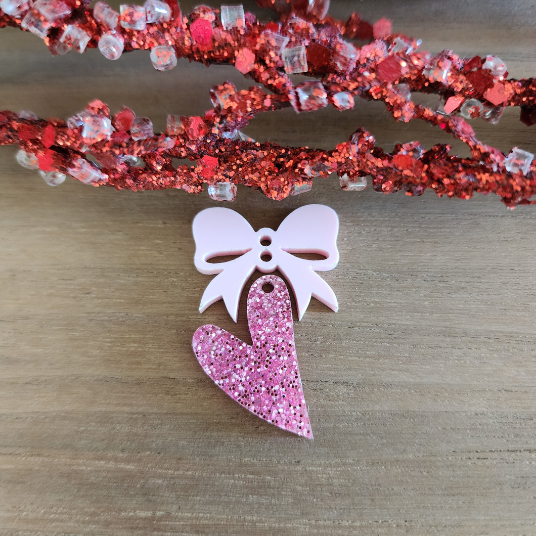 Valentine's Day Acrylic Abstract Heart & Bow Drop