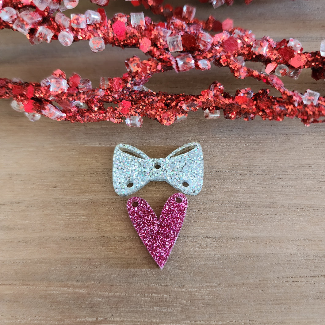 Valentine's Day Acrylic Dainty Heart & Simple Bow Drop