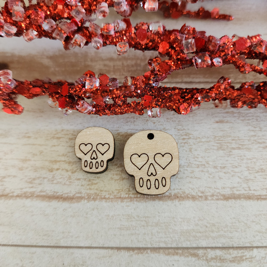 Valentine's Day Heart Eyes Skull Stud & Drop