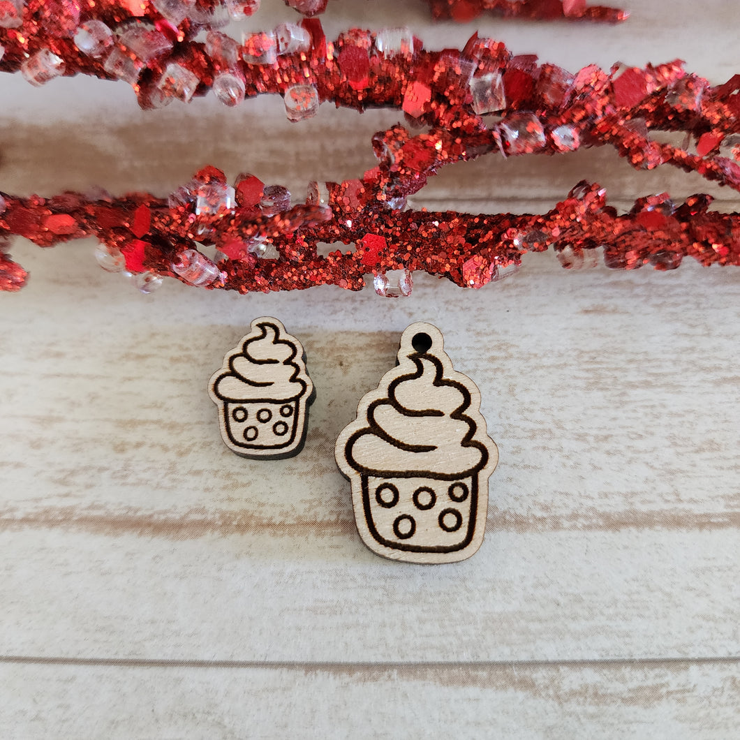 Valentine's Day Polka Dot Wrapper Cupcake Stud & Drop