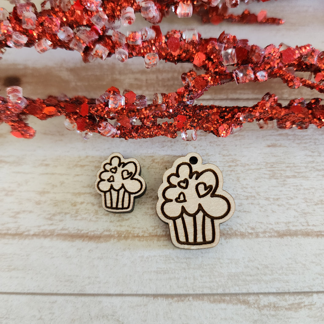 Valentine's Day Cupcake with Heart Sprinkles Stud & Drop