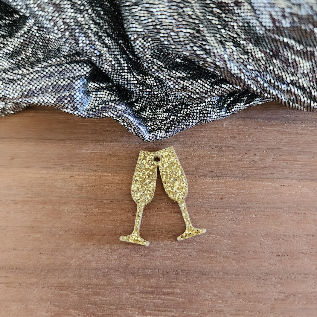 New Year's Clinking Champagne Glasses Acrylic Drop