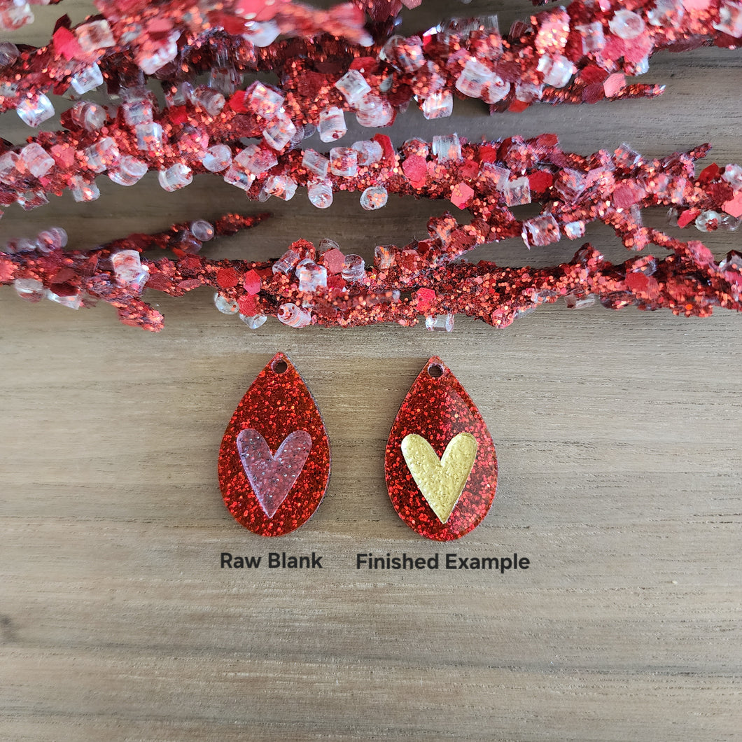 Valentine's Day Acrylic Engraved Heart Teardrop