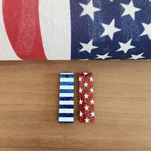 Load image into Gallery viewer, Patriotic Stars on Red Glitter &amp; Stripes on Dark Blue Glitter Acrylic Drops