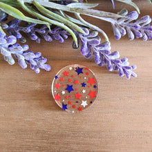 Load image into Gallery viewer, Red, White, &amp; Blue Confetti Stars Patterned Acrylic Drops