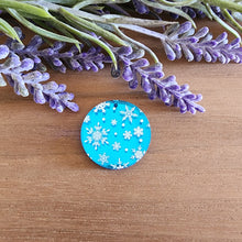 Load image into Gallery viewer, Snowflakes on Ice Blue Mirror Patterned Acrylic Drops