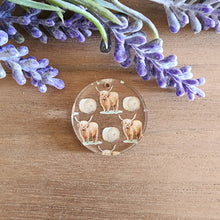 Load image into Gallery viewer, Highland Cows &amp; Bales Patterned Acrylic Drops