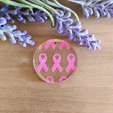 Load image into Gallery viewer, Pink Ribbons Patterned Acrylic Drops