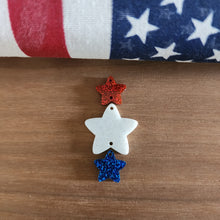 Load image into Gallery viewer, Patriotic Triple Rounded Star Alternating Acrylic Drops
