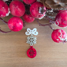 Load image into Gallery viewer, Christmas Acrylic Triple Delicate Bow, Intricate Snowflake, &amp; Ornament Drops
