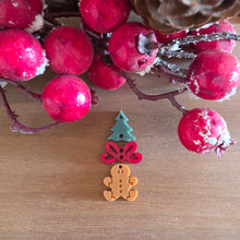Load image into Gallery viewer, Christmas Acrylic Triple Tree, Delicate Bow, &amp; Gingerbread Man Drops
