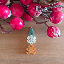 Load image into Gallery viewer, Christmas Acrylic Triple Tree, Intricate Snowflake, &amp; Gingerbread Man Drops
